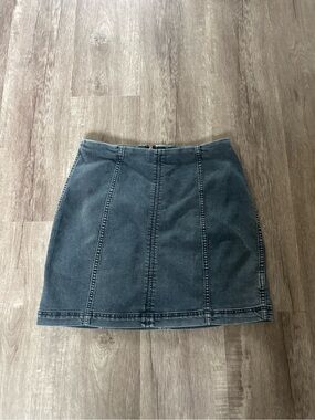 Free People Washed Blue Denim Panel Mini Skirt